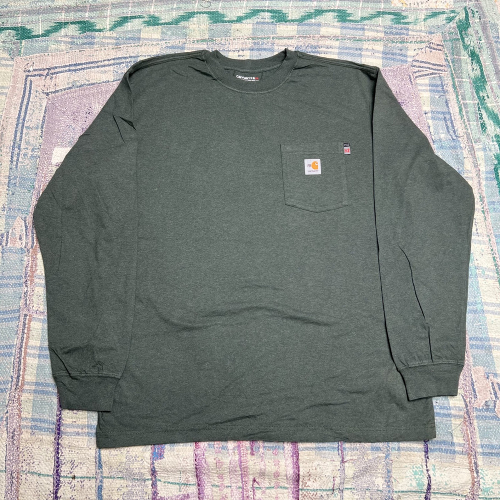 Carhartt FR Force Men's Flame Resistant Pocket Long Sleeve Tee L Green